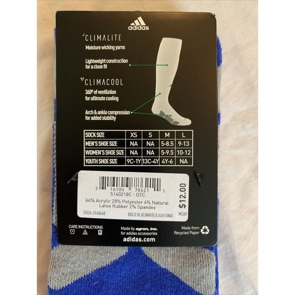 New with tags Adidas Mens Utility Sock Multi Sport Size Medium Blue NWT soccer - Picture 5 of 5